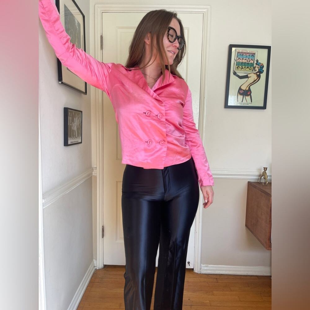 60s Vintage Pink Silk Double Breasted Blazer